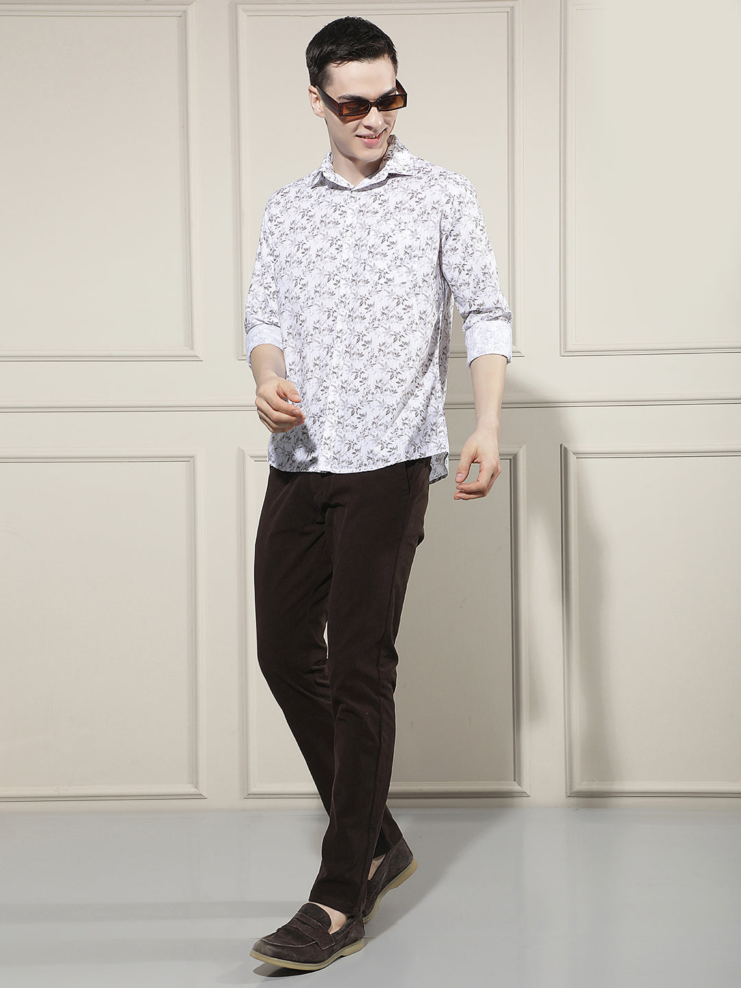 Brown Floral Print Shirt
