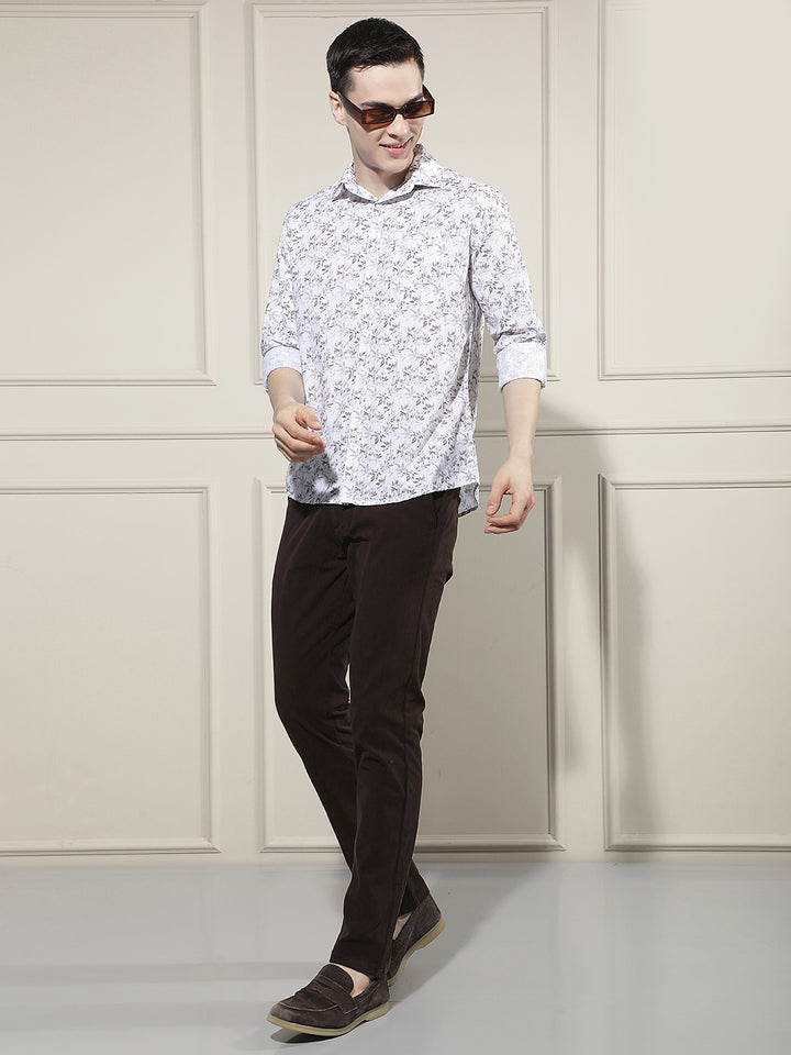 Brown Floral Print Shirt