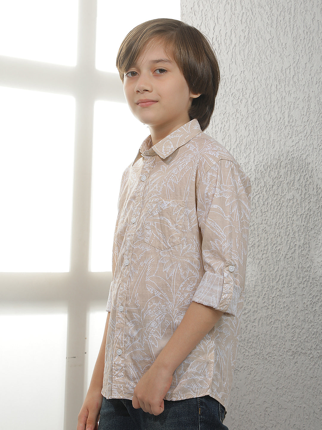 Tan Tropical Print Shirt
