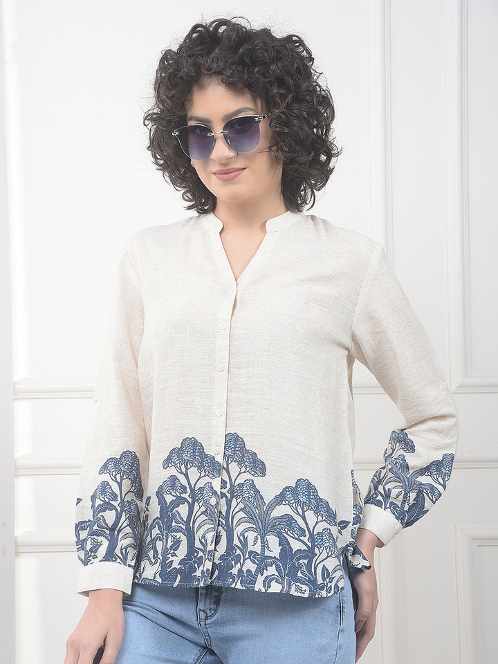 Beige Floral Print Shirt