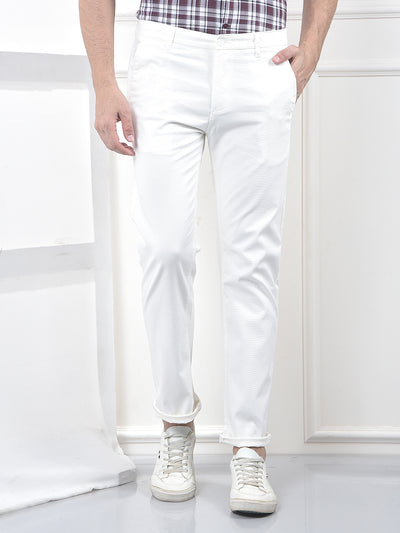 White Clean-Cut Straight Trousers