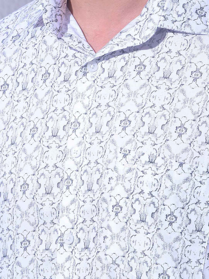 White Printed Modal Shirt