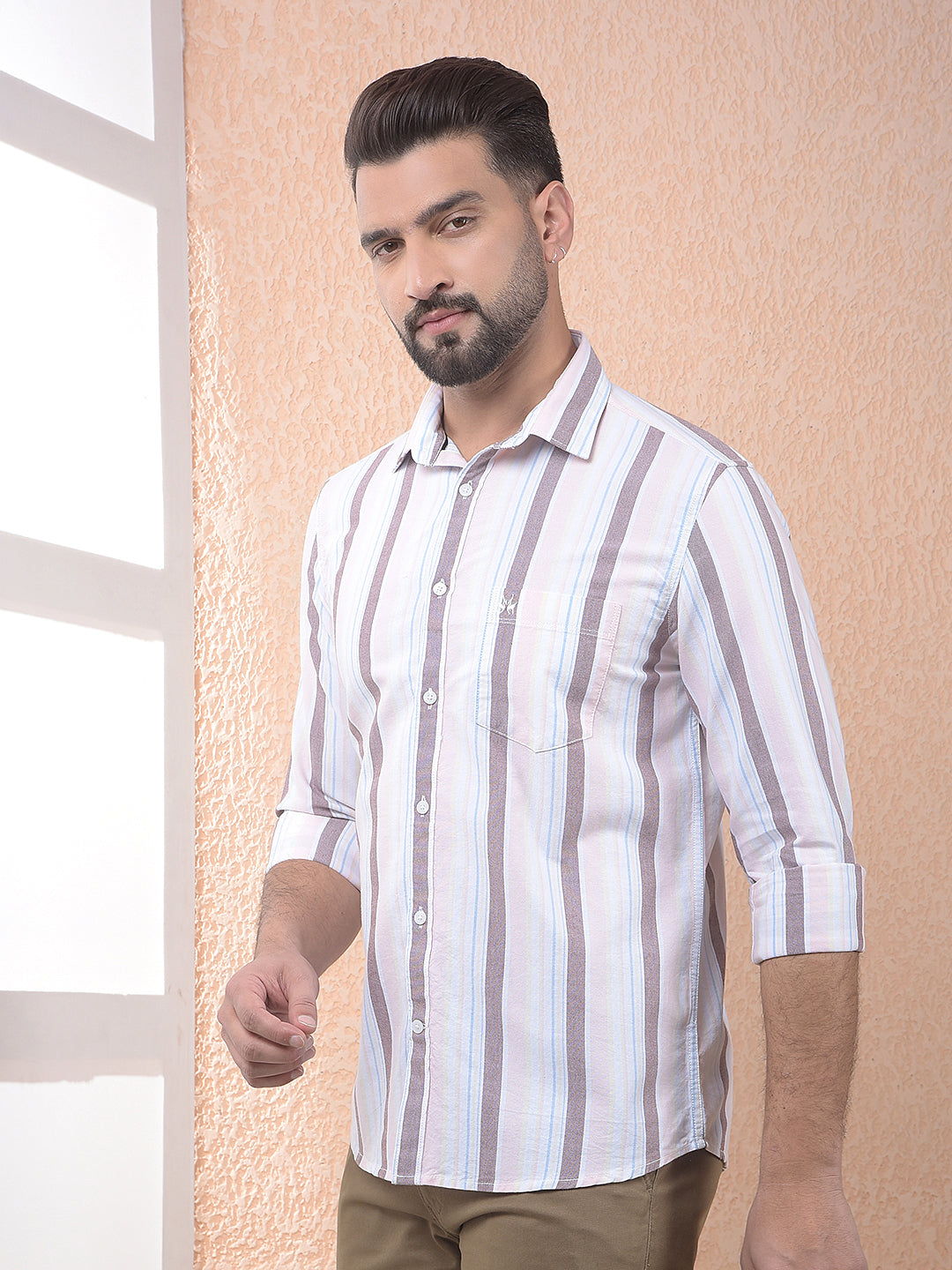 Multi-Color Vertical Stripes 100% Cotton Shirt