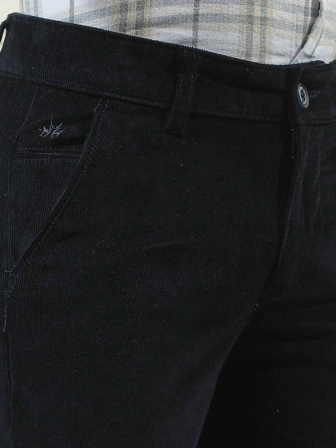 Navy Cotton Stretchable Corduroy Trousers
