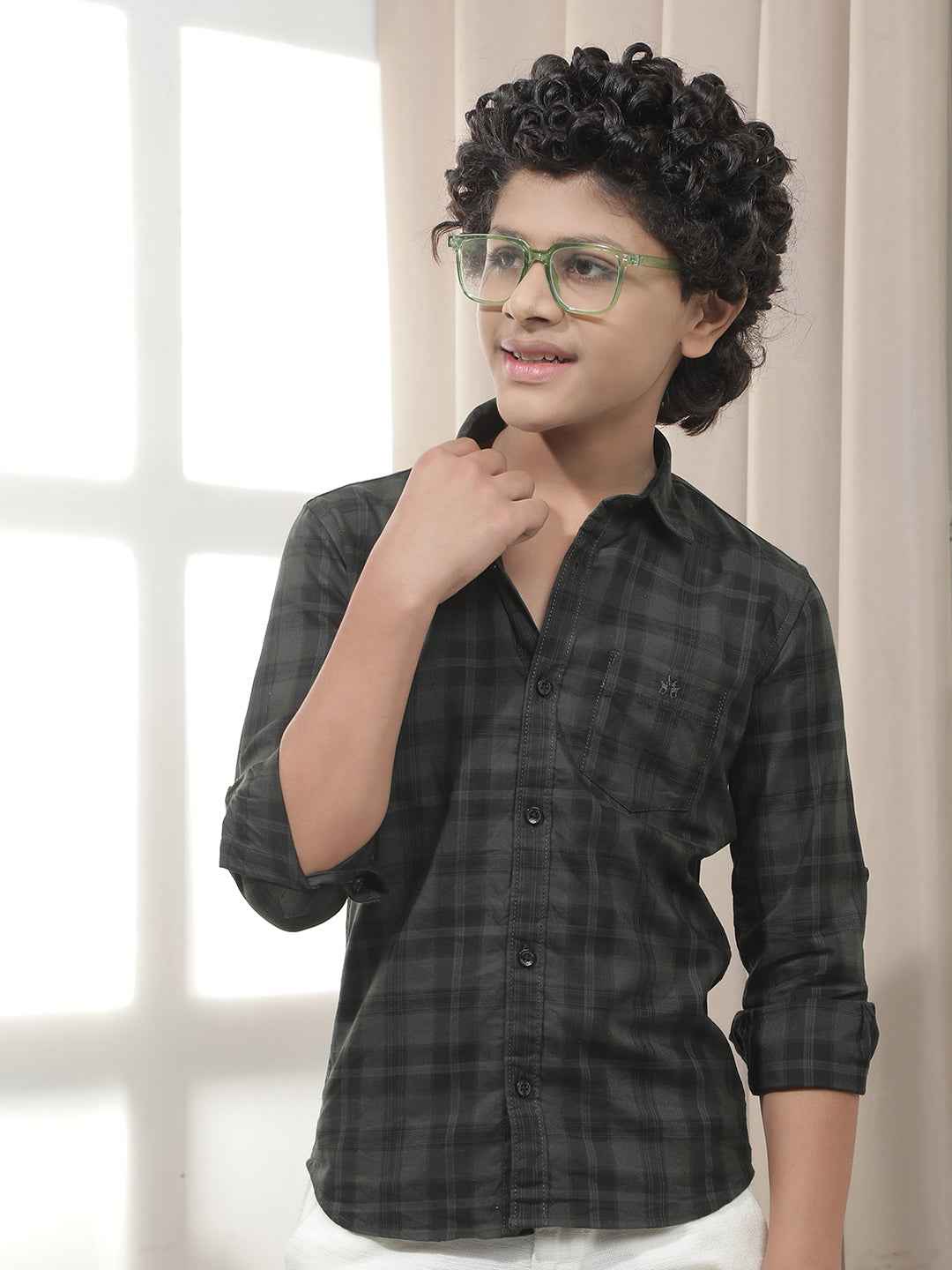 Green Checked 100% Cotton Shirt
