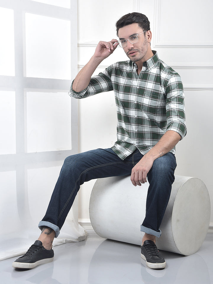 Green Checked 100% Cotton Shirt
