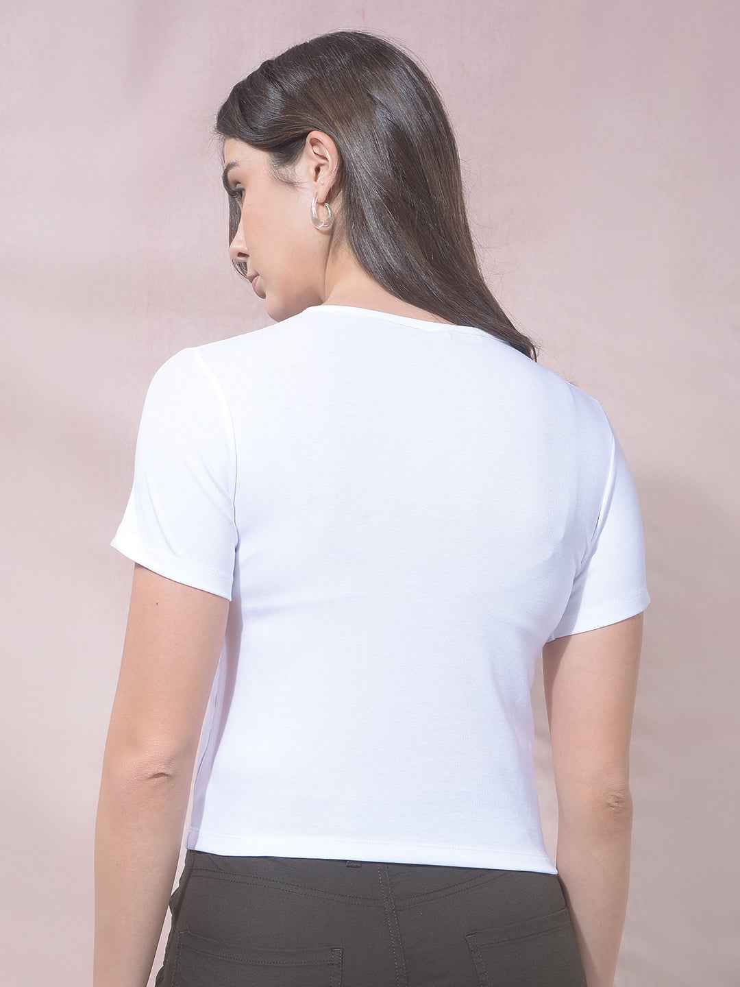 White Modal Cropped T-Shirt