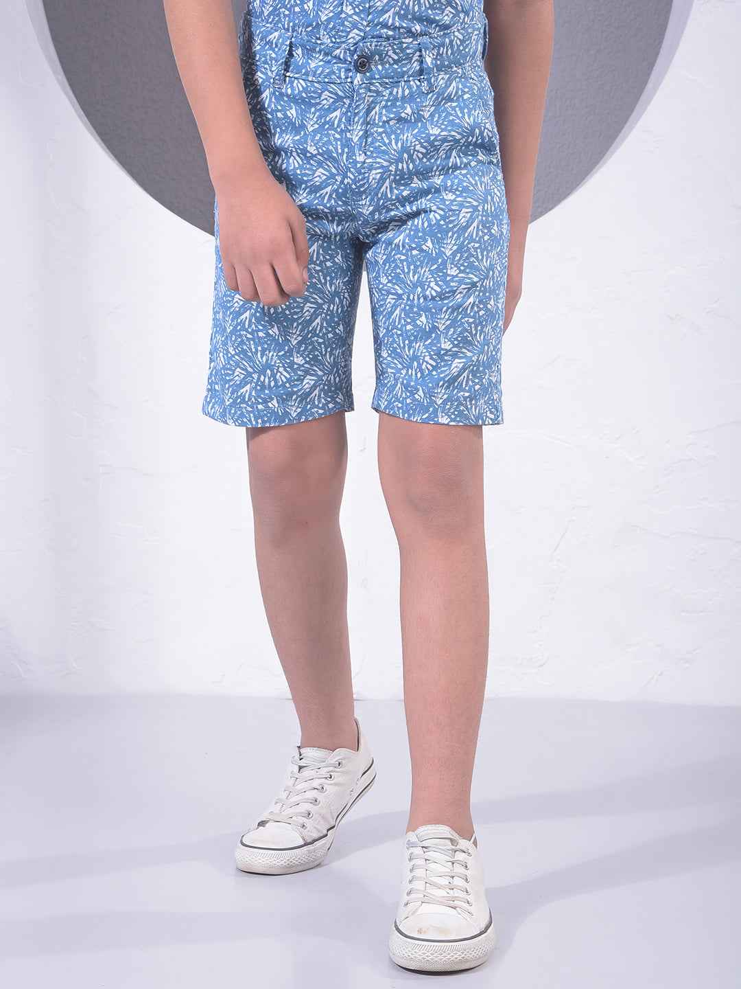Blue Printed 100% Cotton Shorts