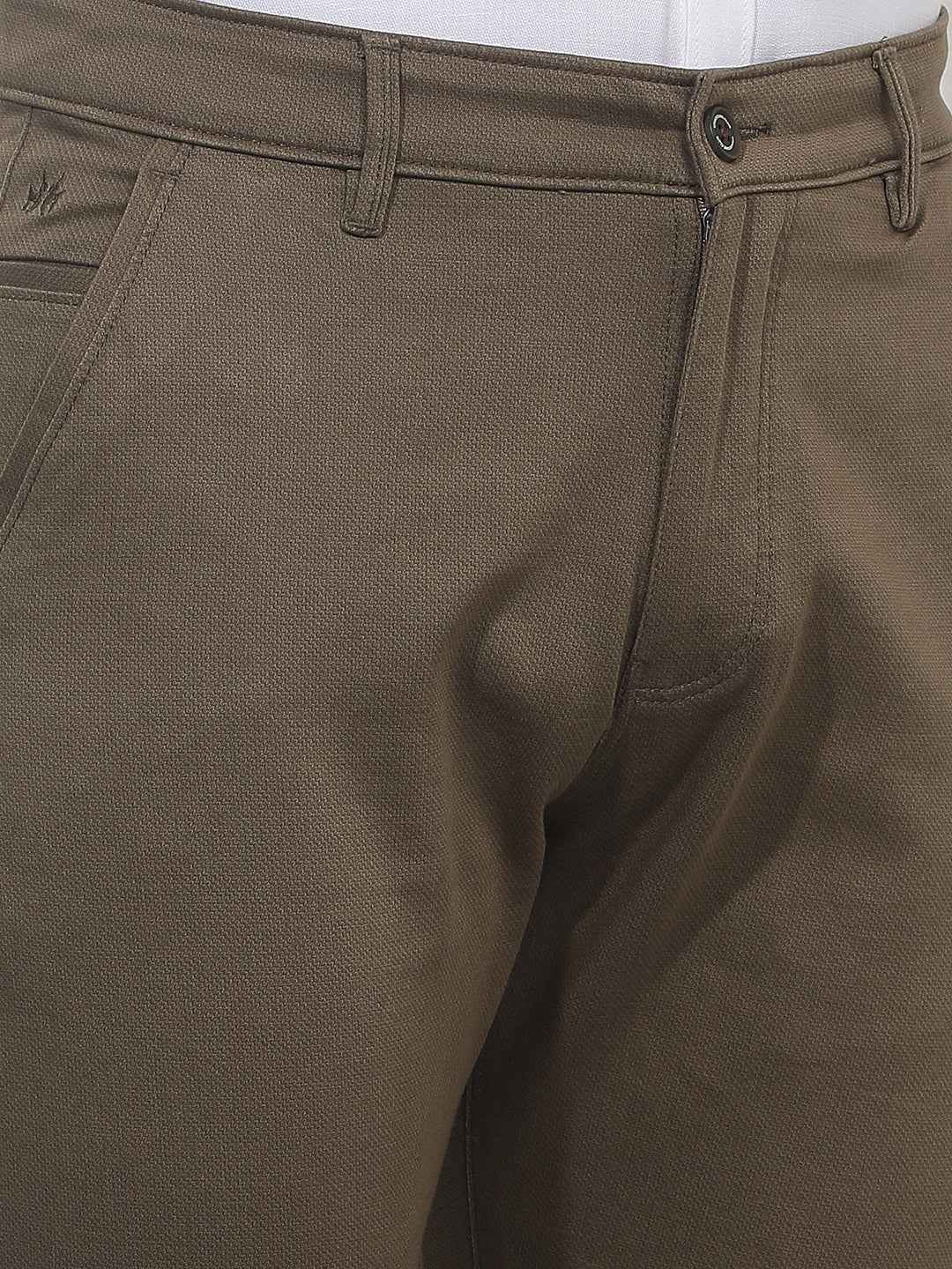 Brown Casual Cotton Trousers
