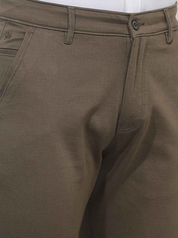 Brown Casual Cotton Trousers