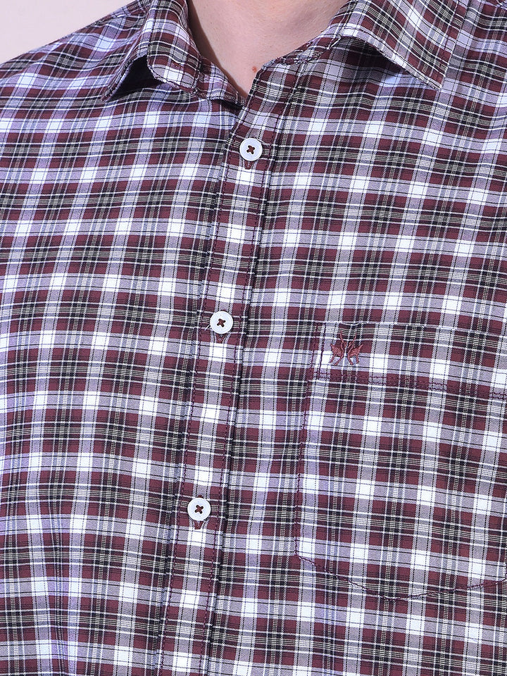 Brown Checked 100% Cotton Shirt