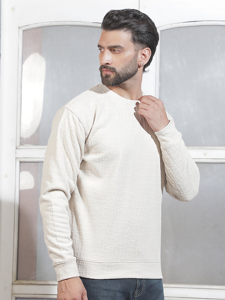 Classic Sand Beige Jacquard Sweatshirt