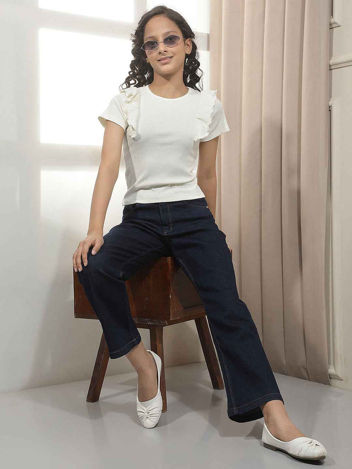 Navy Blue Straight Jeans