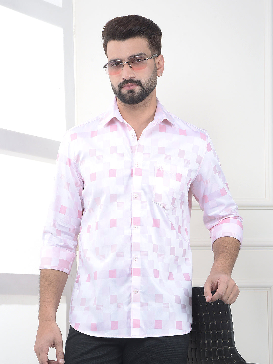 Pink Printed 100% Cotton Shirt