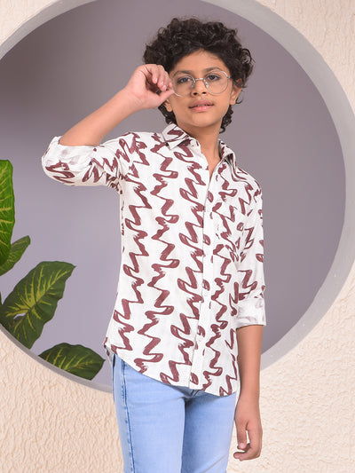 Wine Printed 100% Cotton Shirt
