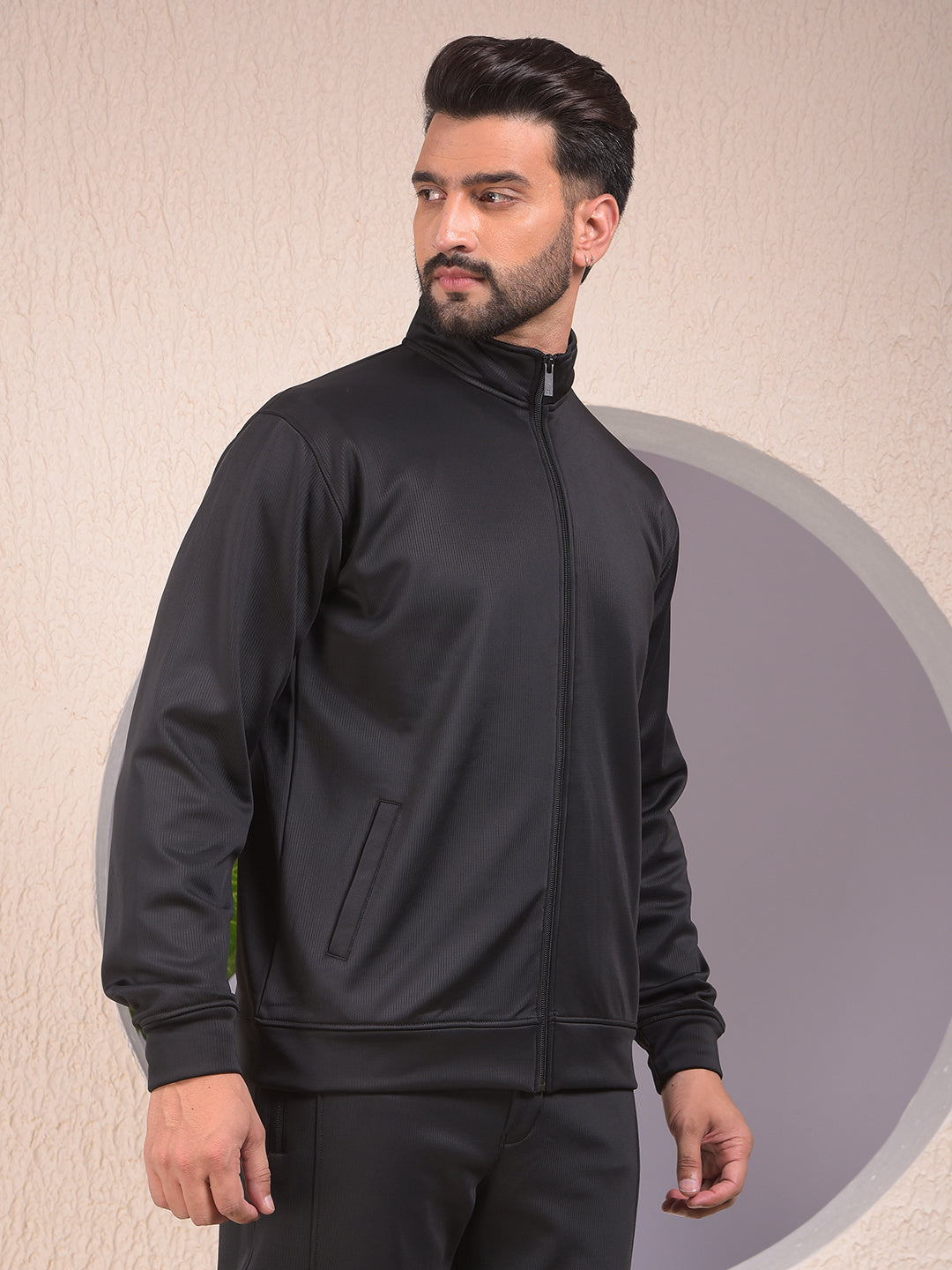 Black Knitted Trackpants-Men Trackpants-Crimsoune Club