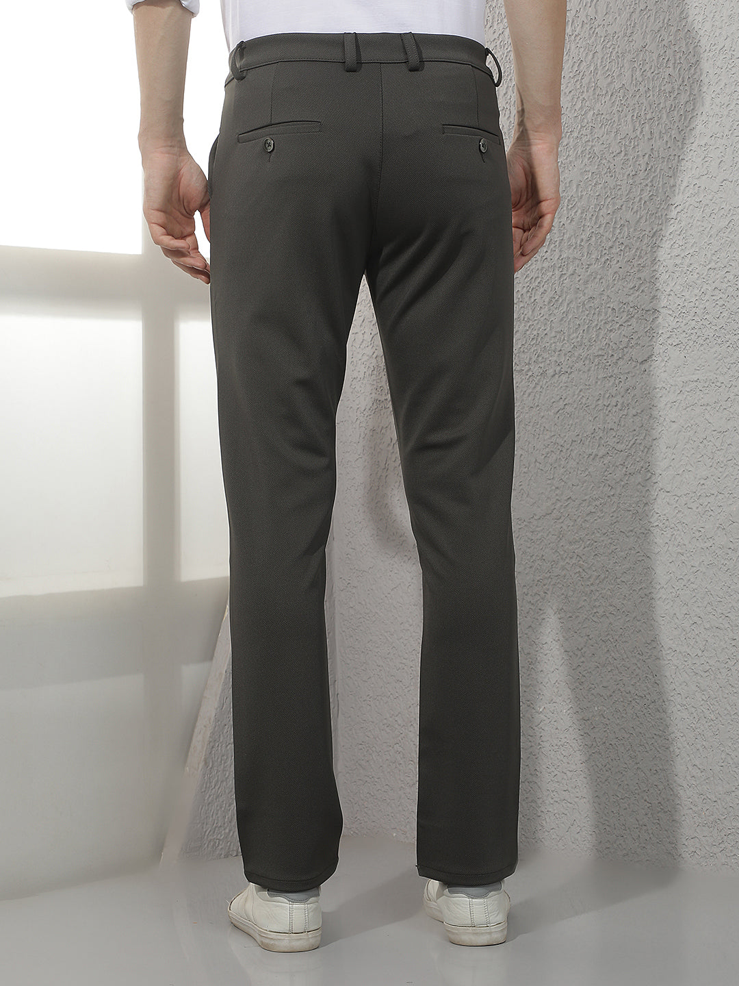 Structured Forest Olive Knitted Trousers