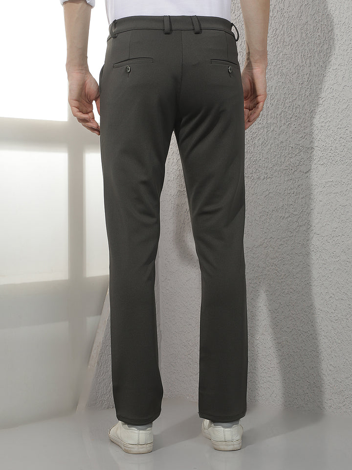 Structured Forest Olive Knitted Trousers