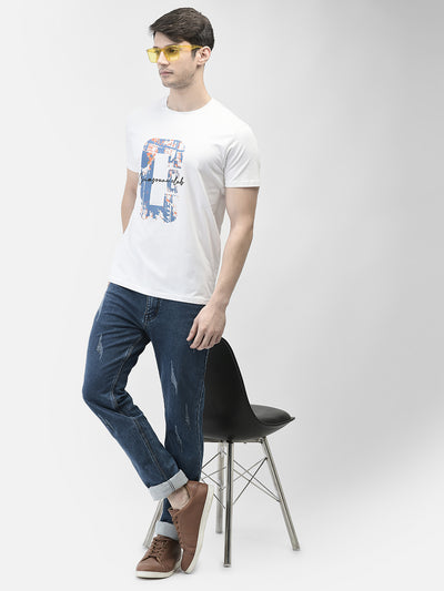 White Typographic Print T-Shirt