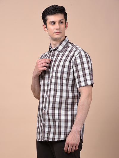 Brown Checked 100% Cotton Shirt