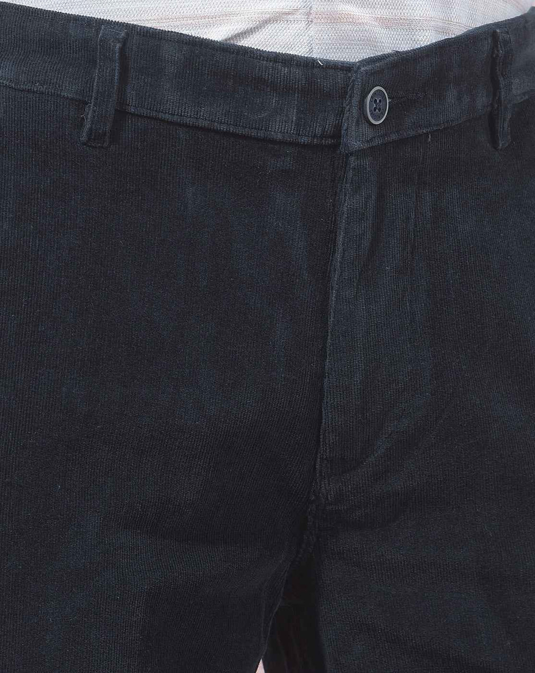 Navy Blue Straight Corduroy Trousers