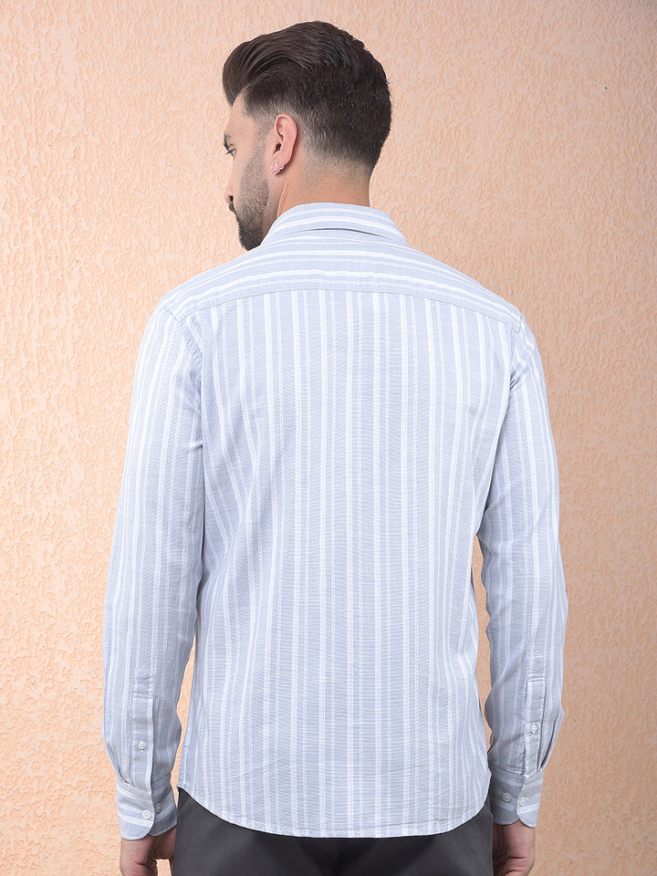 Grey Vertical Stripes 100% Cotton Shirt