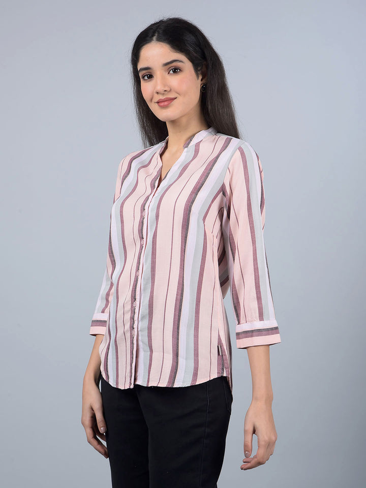 Pink Floral Print Shirt-Women Shirts-Crimsoune Club