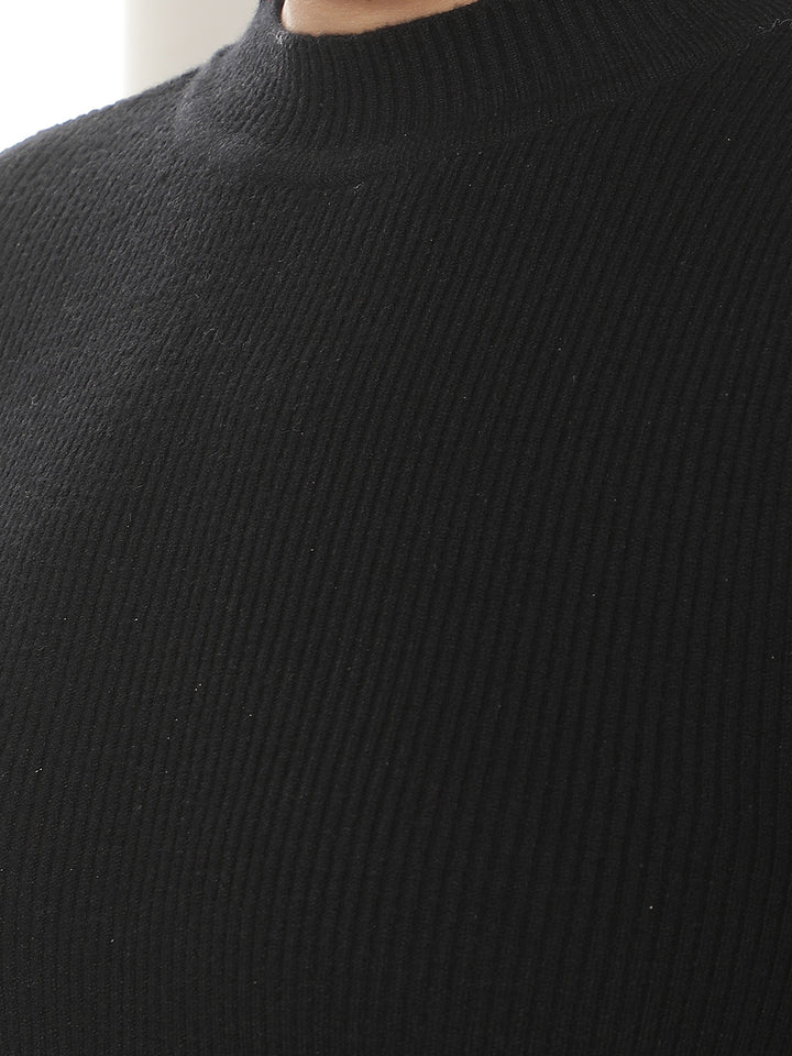 Chic Onyx Black Jacquard Sweater