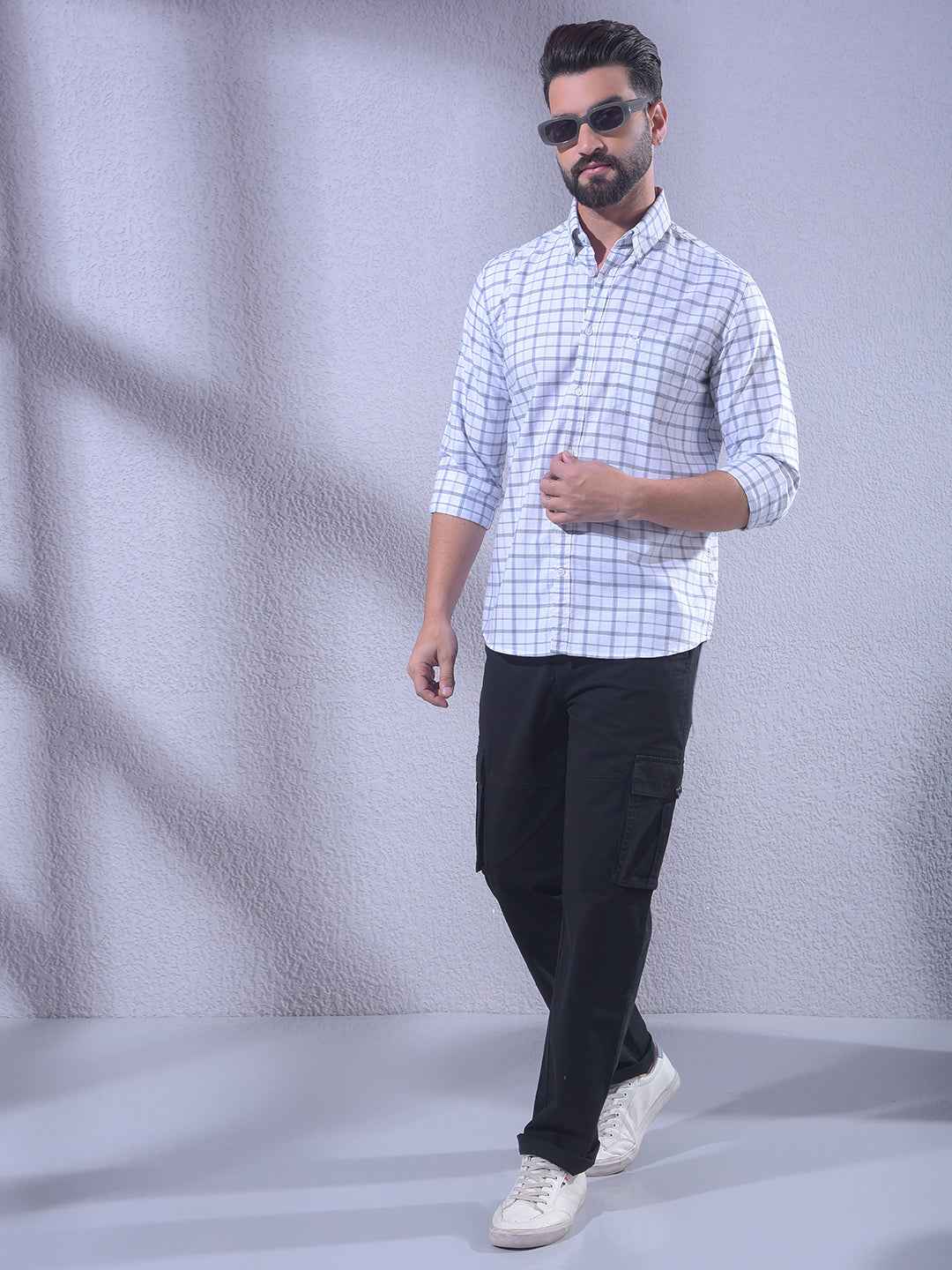 Grey Checked 100% Cotton Shirt