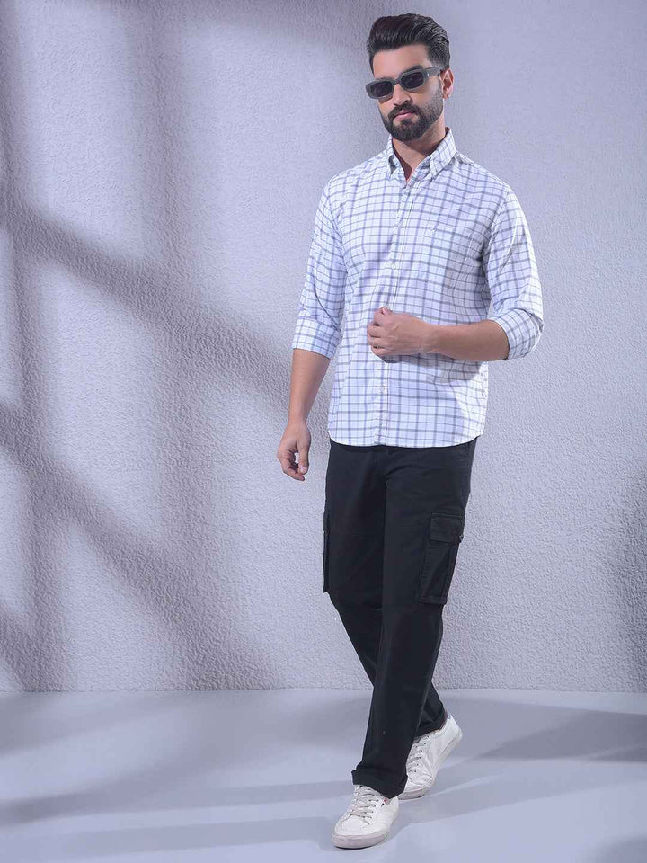 Grey Checked 100% Cotton Shirt