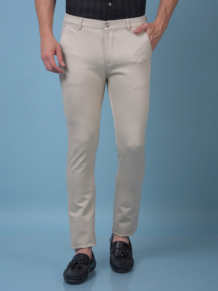Beige Printed Trousers
