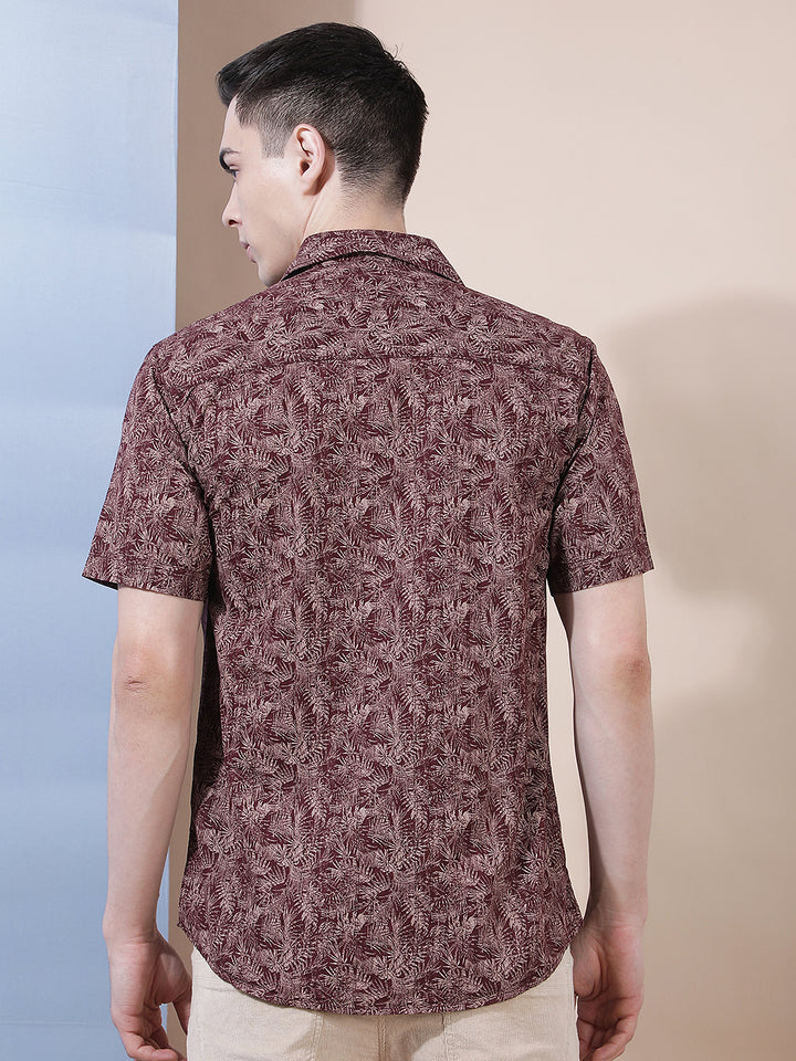 Maroon Floral Print Shirt