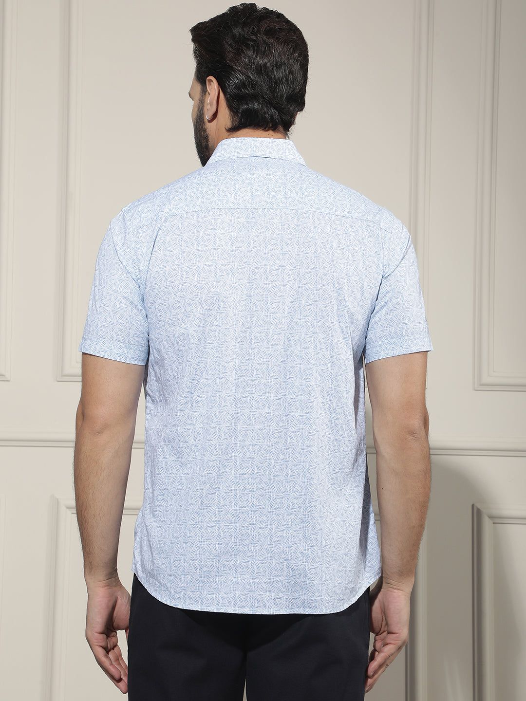 Sky Blue Geometric Printed Shirt