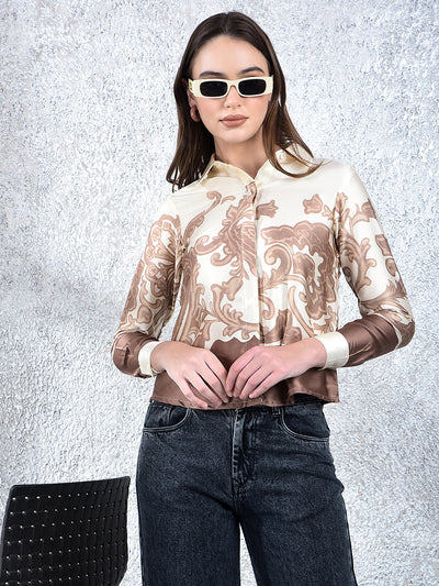 Brown Floral Print Shirt