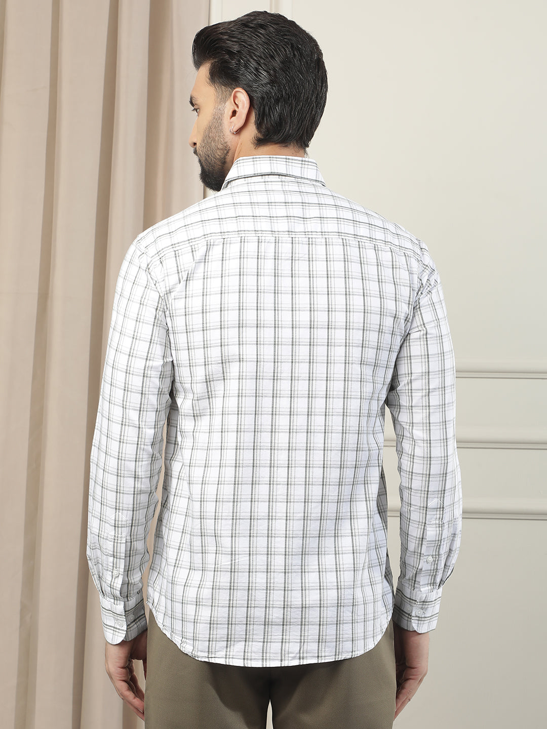 White Checked 100% Cotton Shirt