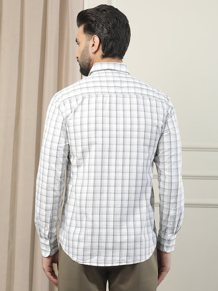 White Checked 100% Cotton Shirt