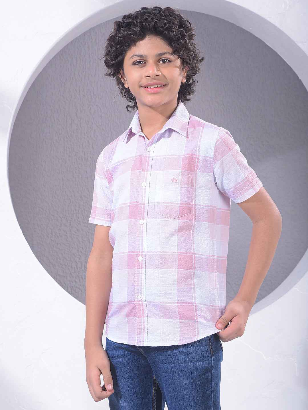 Pink Checked 100% Cotton Shirt