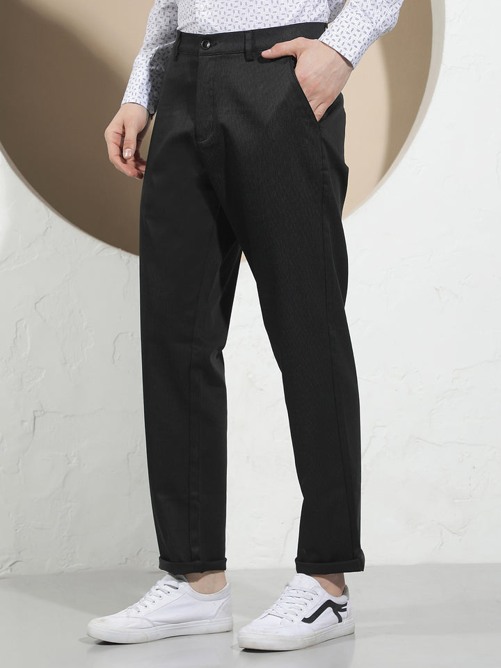 Sleek Obsidian Black Knitted Trousers