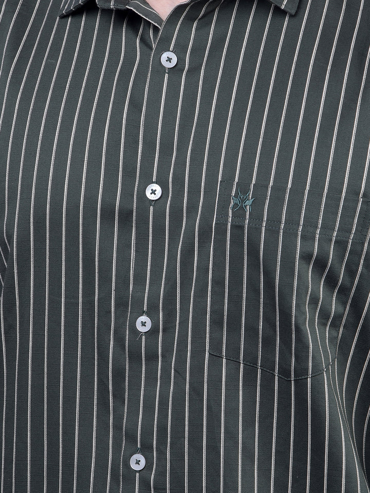 Green Vertical Stripes Shirt