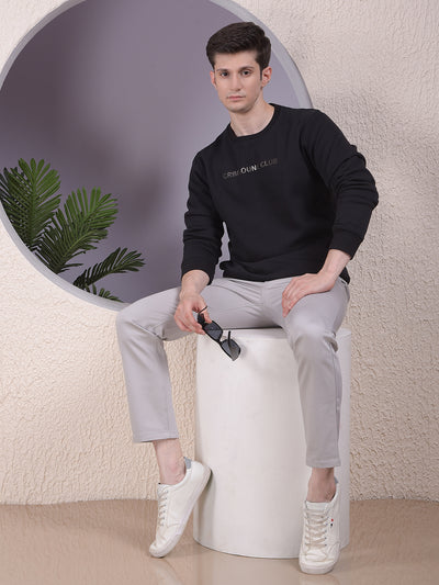 Classic Black Cotton Sweatshirt With Brand Logo