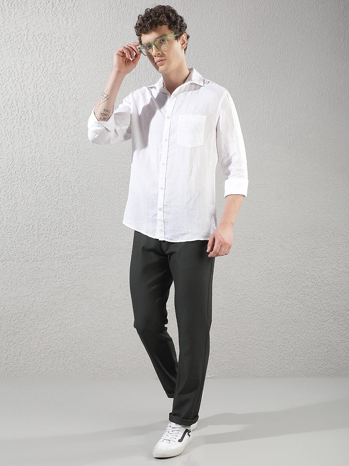 Sleek Pure White Linen Shirt
