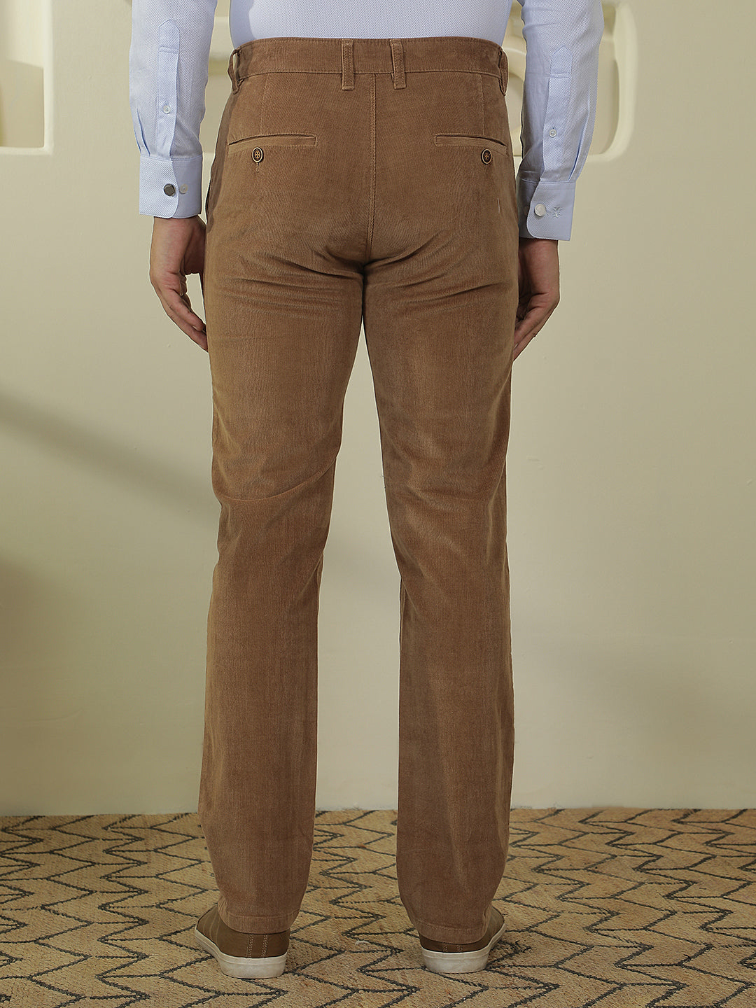 Beige Straight Corduroy Trousers