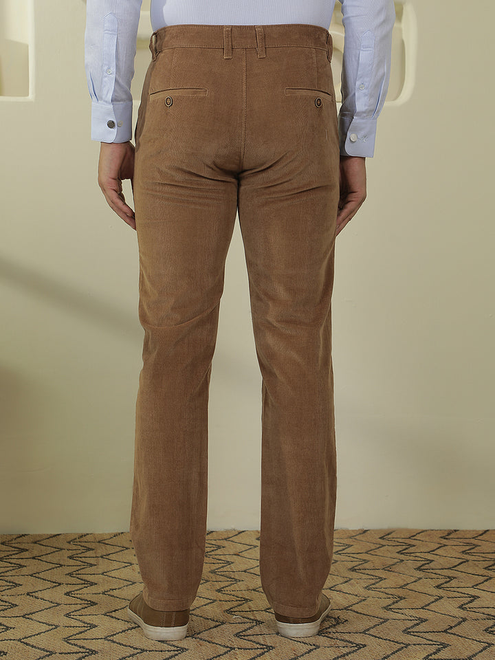 Beige Straight Corduroy Trousers