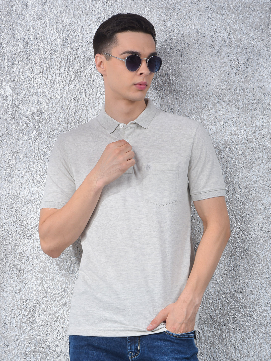 Grey Polo Neck T-Shirt