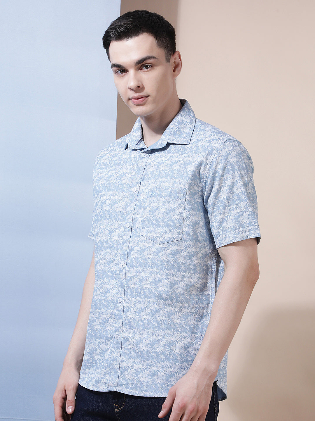 Blue Floral Print Shirt