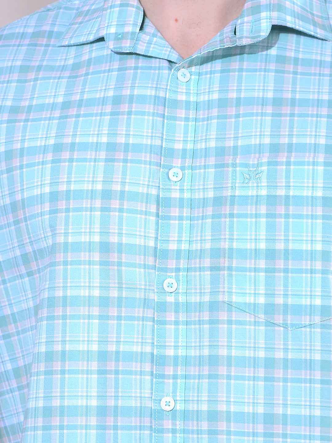 Green 100% Cotton Checked Shirt