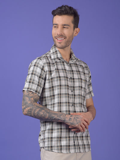Olive Checked 100% Cotton Shirt