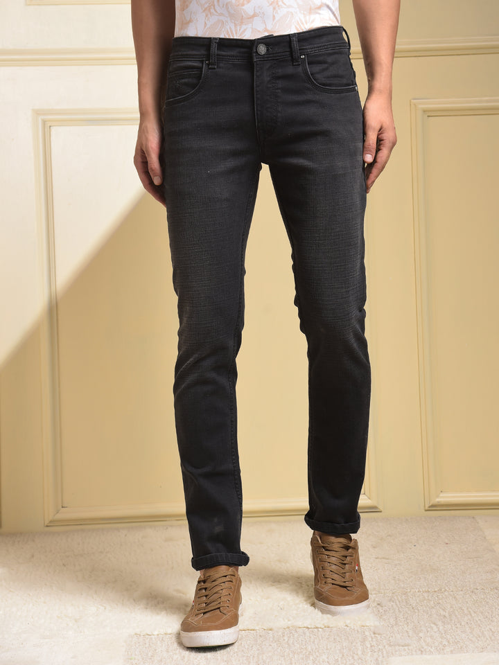 Mid-Wash Skinny Fit Black Jeans