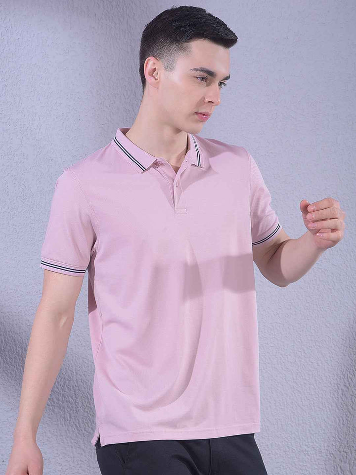 Pink Polo Neck T-Shirt