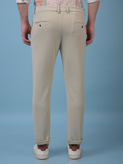 Snatched Textured Beige Trousers